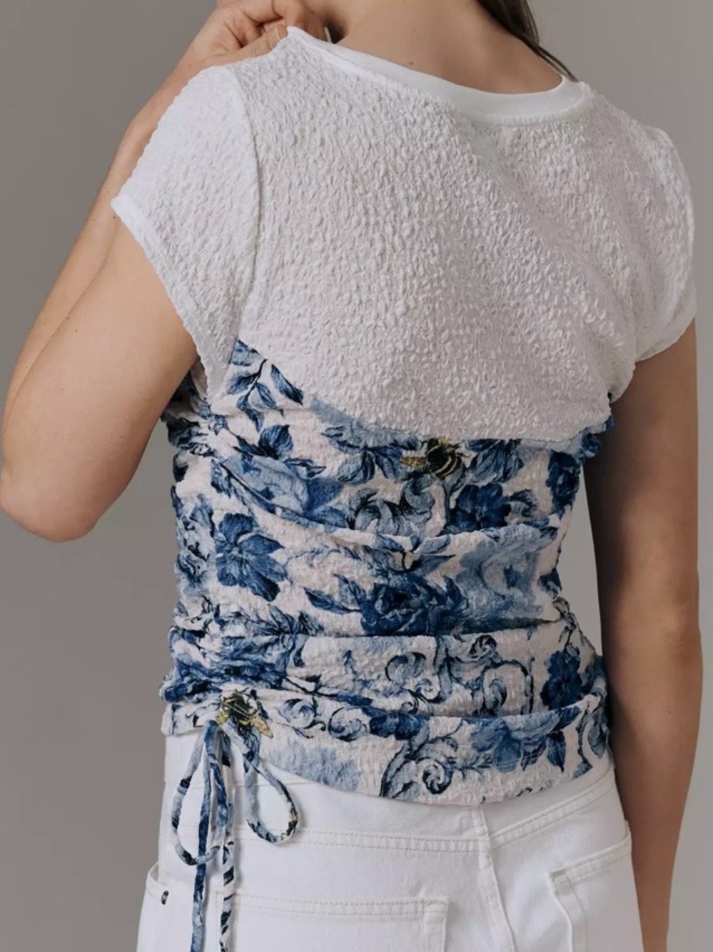 Maeve Ruched Corset Short-Sleeve Top Size Small - Picture 6 of 9